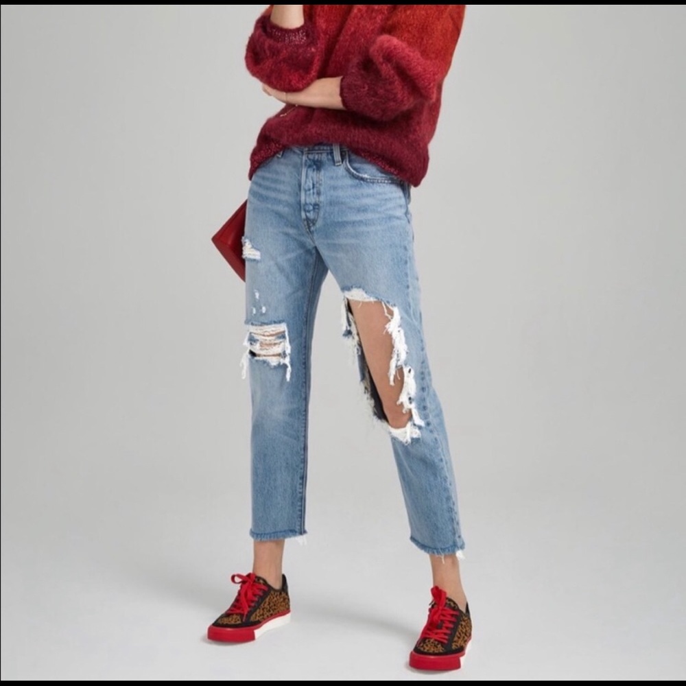 NWT Levi’s 501 Jeans Cropped Distressed sz26 $128